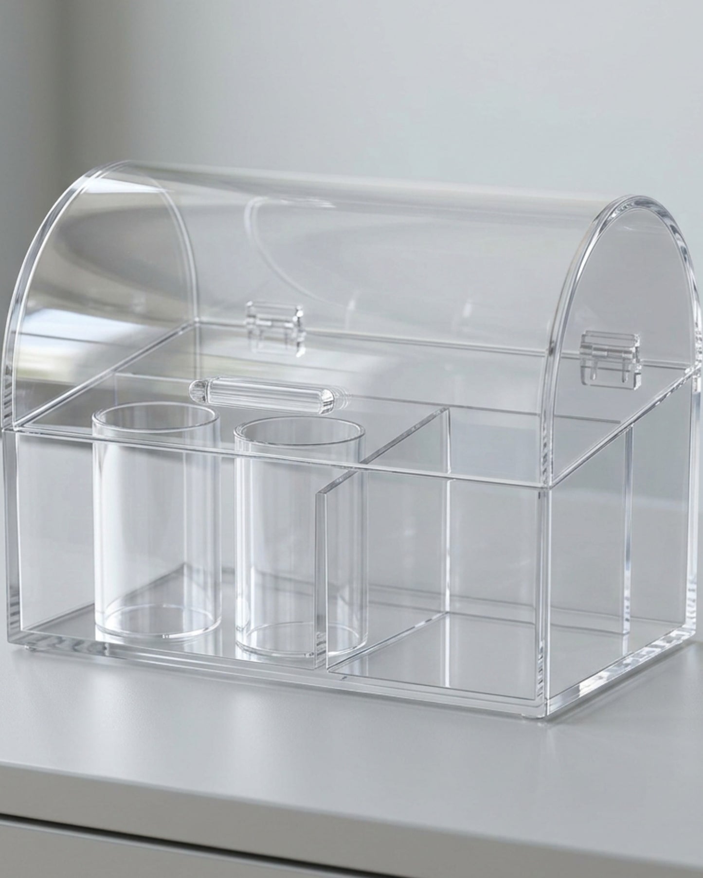 Vndrk Arched Lid Acrylic Brush Cosmetic Organizer Clear - Lifestyle view