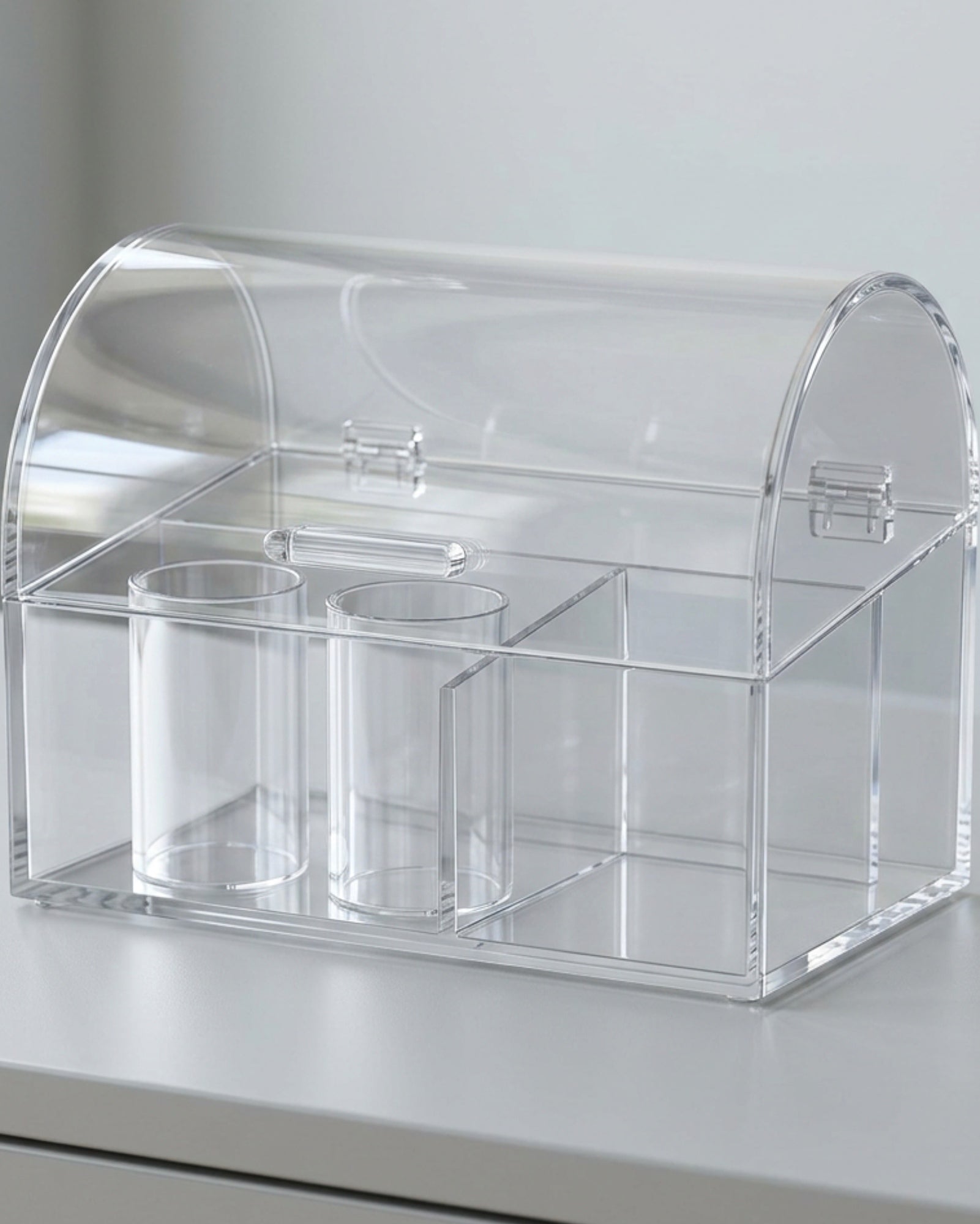 Vndrk Arched Lid Acrylic Brush Cosmetic Organizer Clear - Lifestyle view