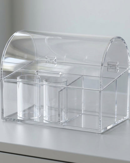 Vndrk Arched Lid Acrylic Brush Cosmetic Organizer Clear - Lifestyle view