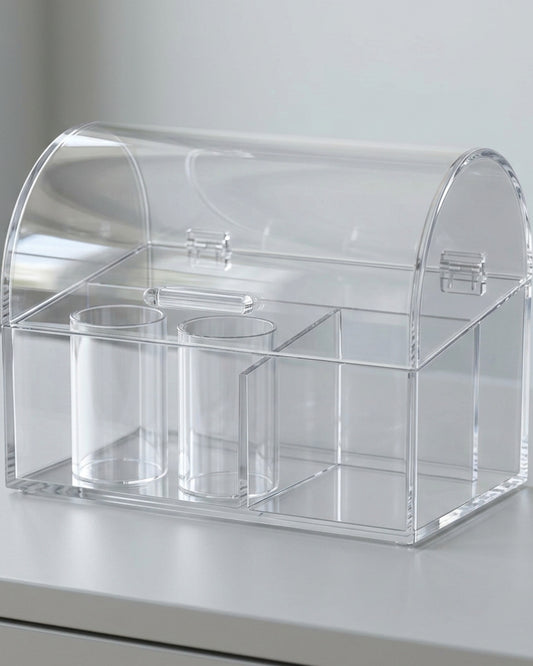 Vndrk Arched Lid Acrylic Brush Cosmetic Organizer Clear - Lifestyle view