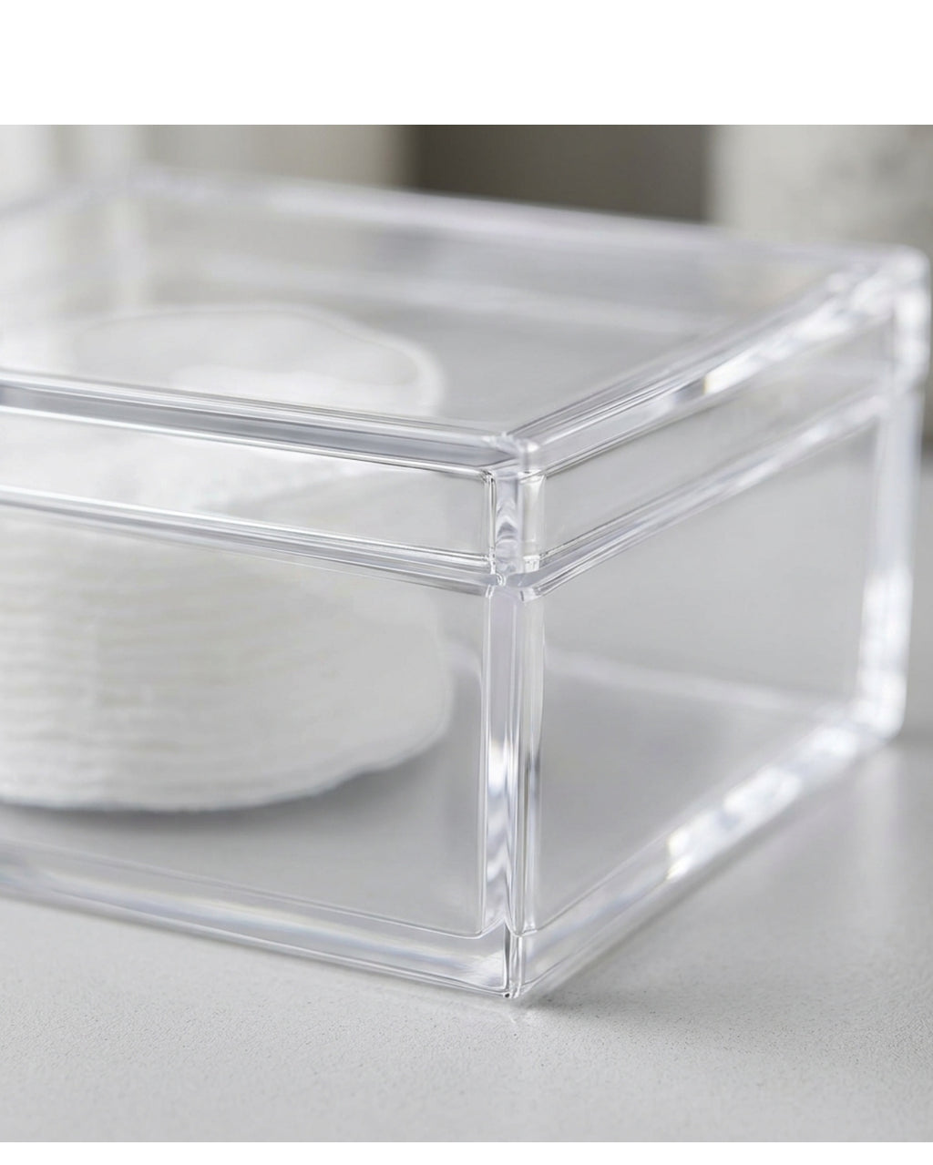 Vndrk Clear Acrylic Cotton Pad Box Lift Lid