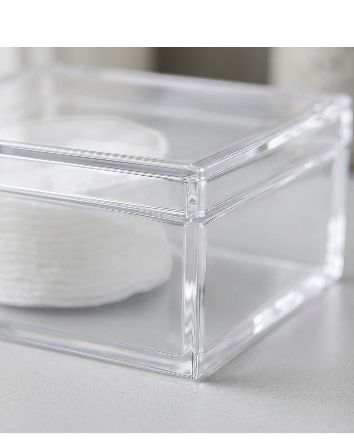 Vndrk Clear Acrylic Cotton Pad Box Lift Lid