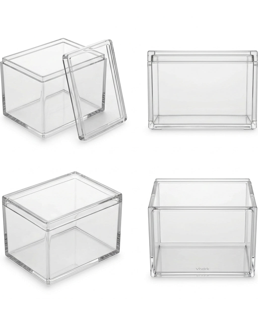 Vndrk Clear Acrylic Cotton Pad Box Lift Lid