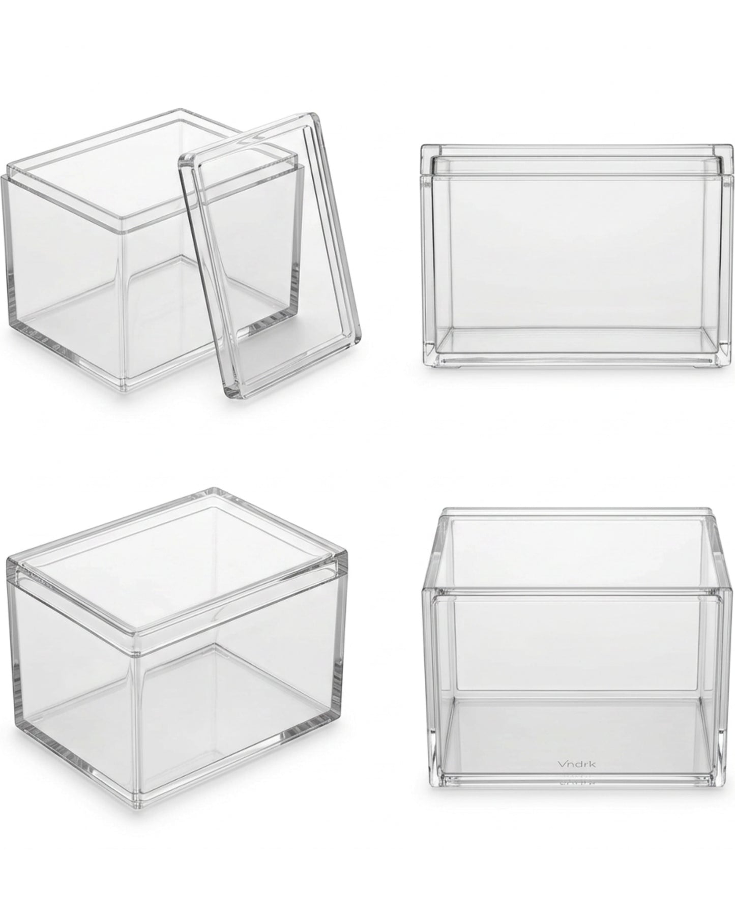 Vndrk Clear Acrylic Cotton Pad Box Lift Lid