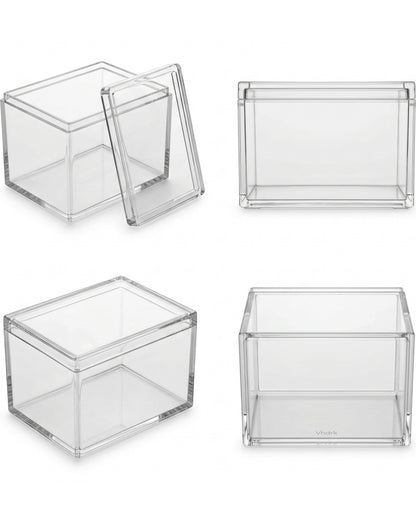 Vndrk Clear Acrylic Cotton Pad Box Lift Lid