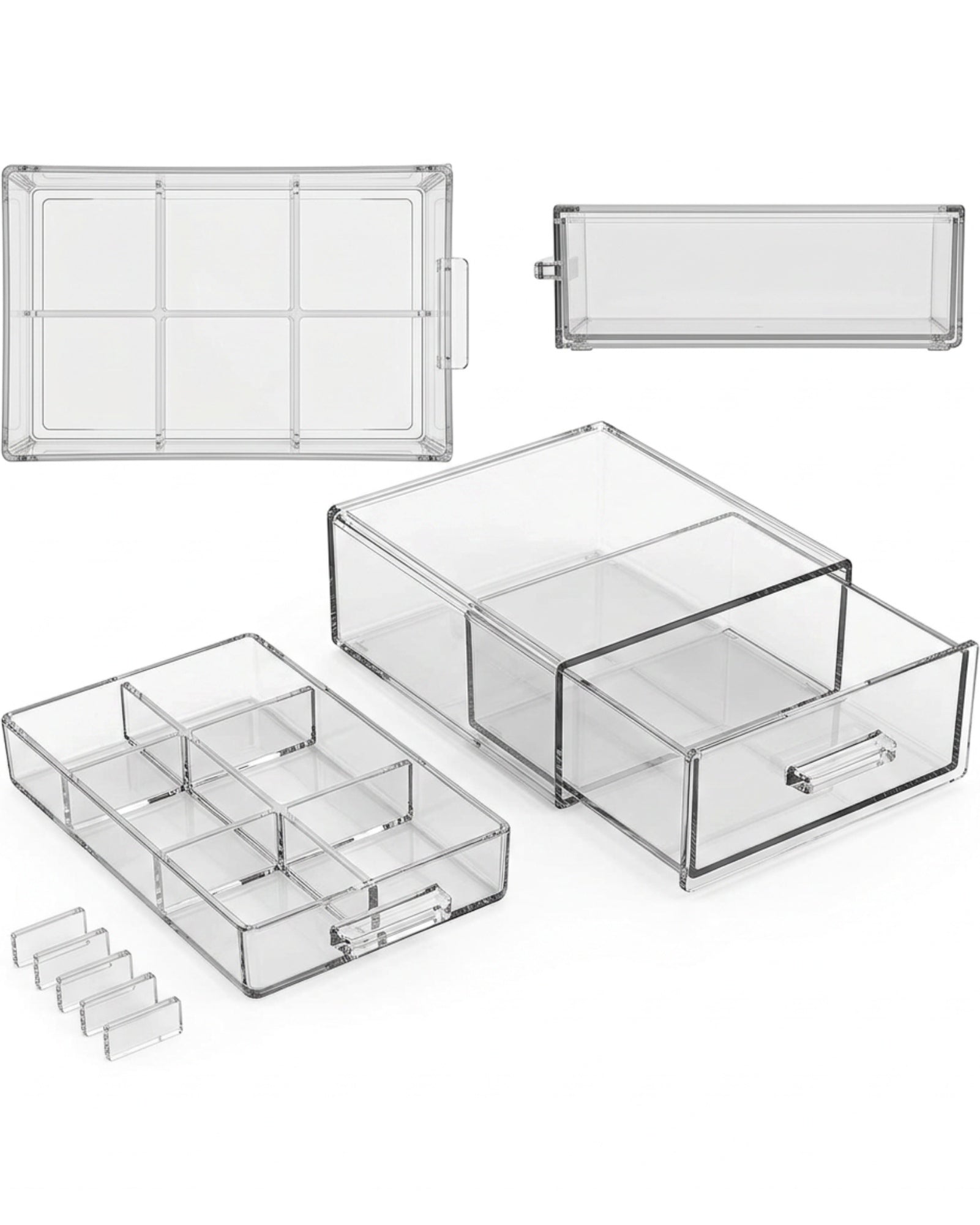 Vndrk Clear Acrylic Divided Drawer Organizer 6 Slot