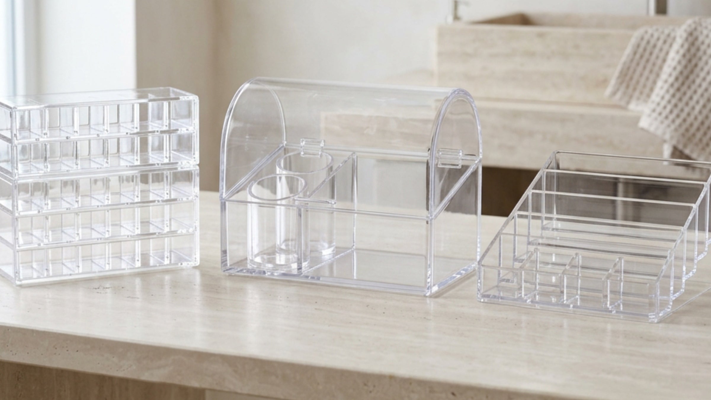 Vndrk Clear Acrylic Desktop Cosmetic Organizers